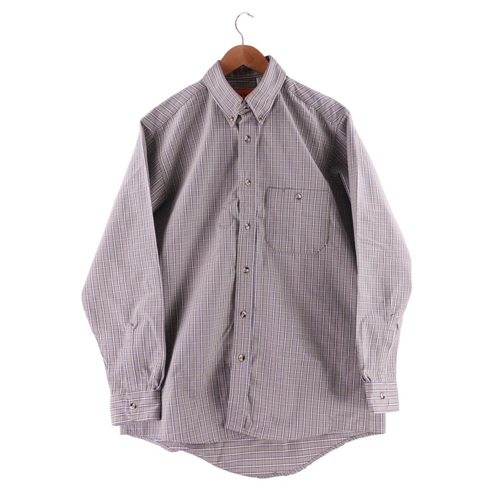 Wrangler Riggs Workwear FR Shirt Mens Medium Gray Purple Plaid Flame Resistant